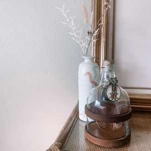 Wood and glass decanter.